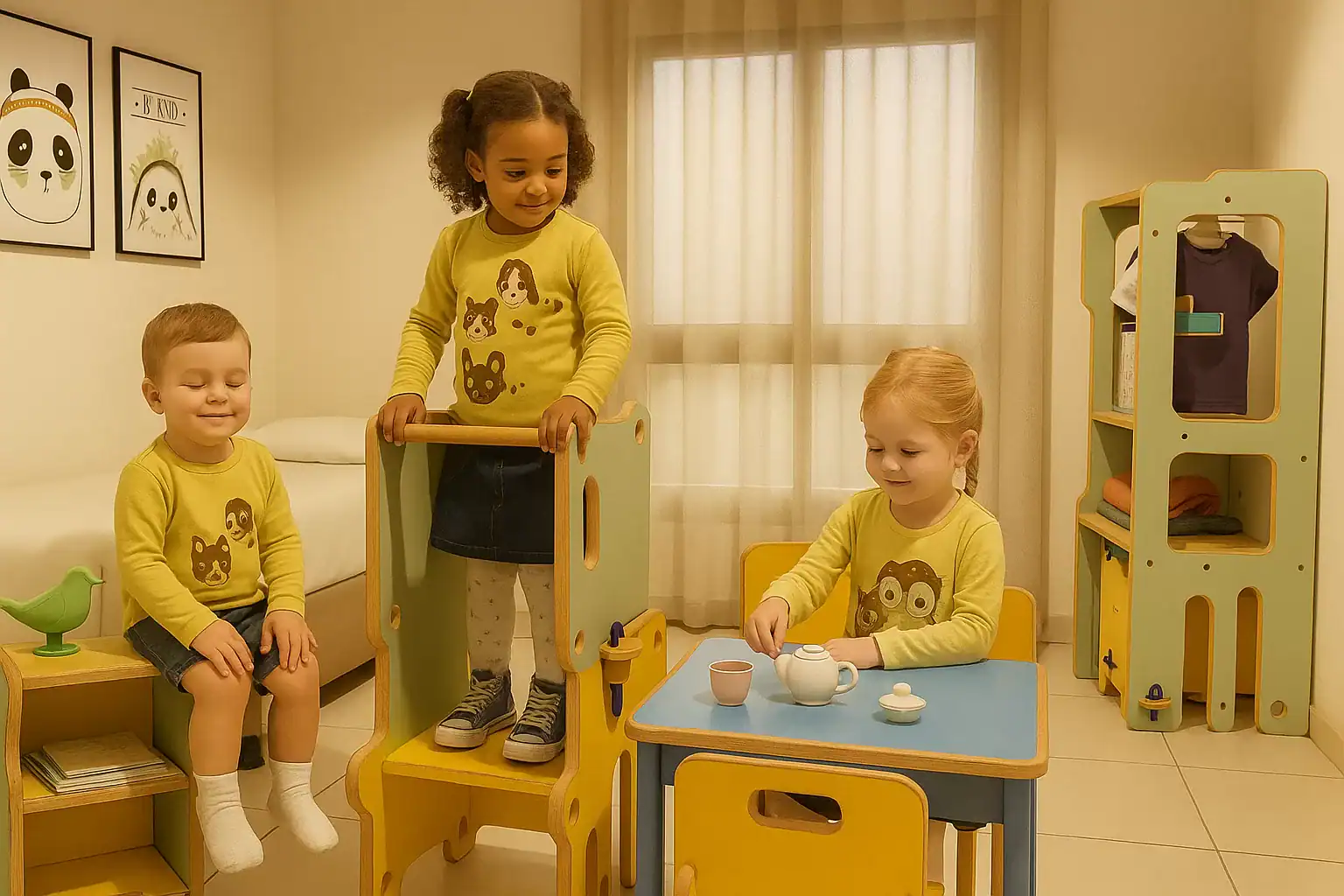 Muebles Montessori diseñados por Conuca para fomentar la autonomía en niños.
